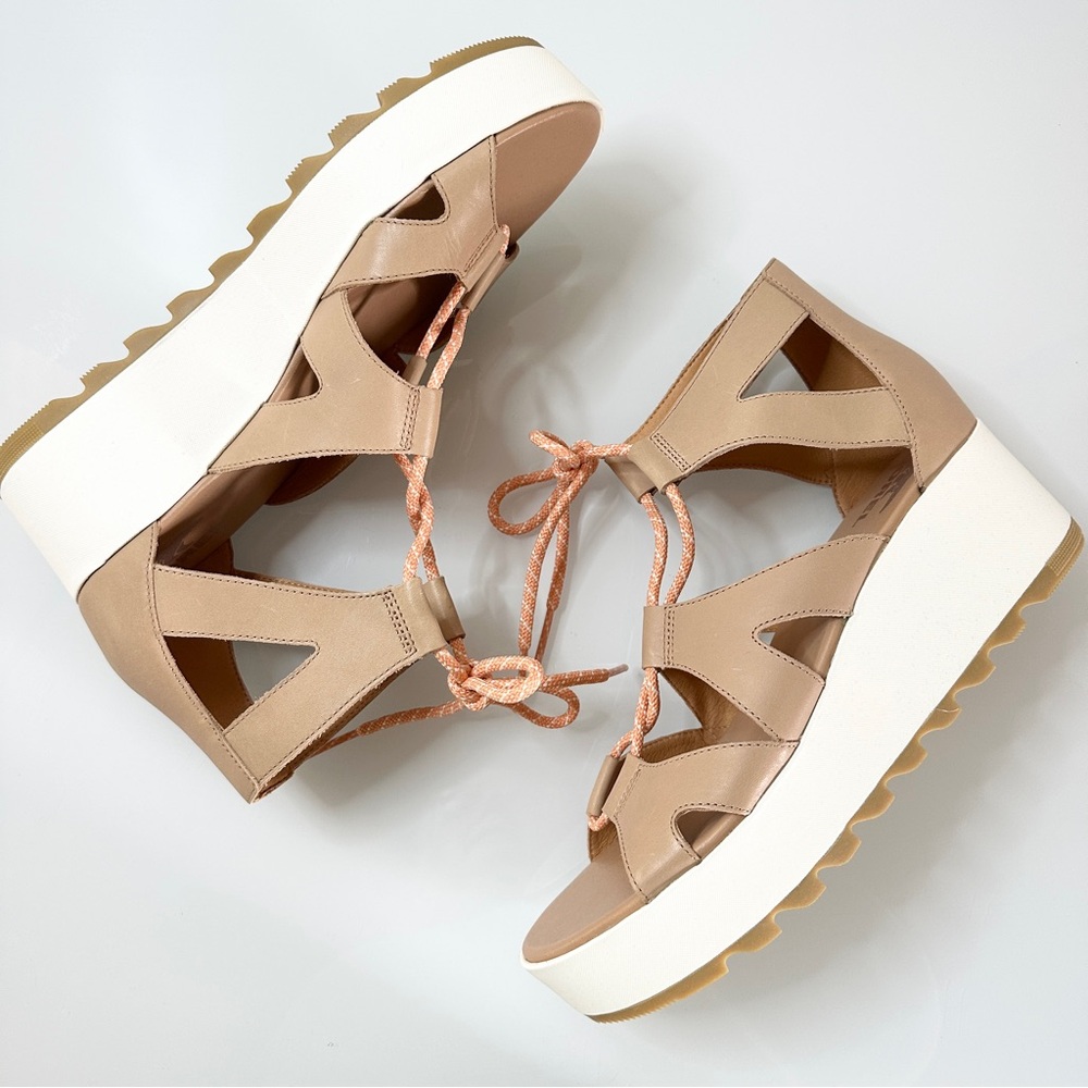 NEW Sorel Cameron Lace Up Wedge Sneaker Sandal Beige 11 Gladiator - Picture 8 of 9